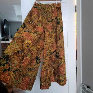 Funky Handmade 1970 1980 Super Wide Leg High Waisted Orange Yellow Vintage Pants